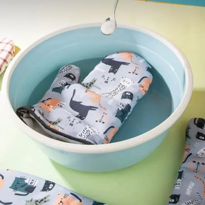 Microwave Oven Mitts - Heat Resistant Non Slip Cotton Gloves For Kitchen Baking - ZOOMNSTORE