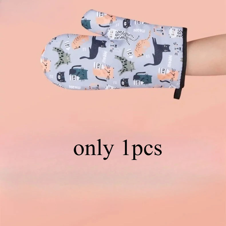 Microwave Oven Mitts - Heat Resistant Non Slip Cotton Gloves For Kitchen Baking - ZOOMNSTORE