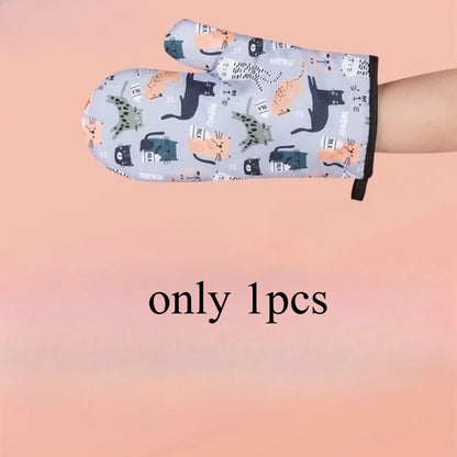 Microwave Oven Mitts - Heat Resistant Non Slip Cotton Gloves For Kitchen Baking - ZOOMNSTORE