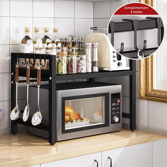 Microwave Shelf Organizer - Expandable 42-64cm Moisture  Rust Proof - ZOOMNSTORE