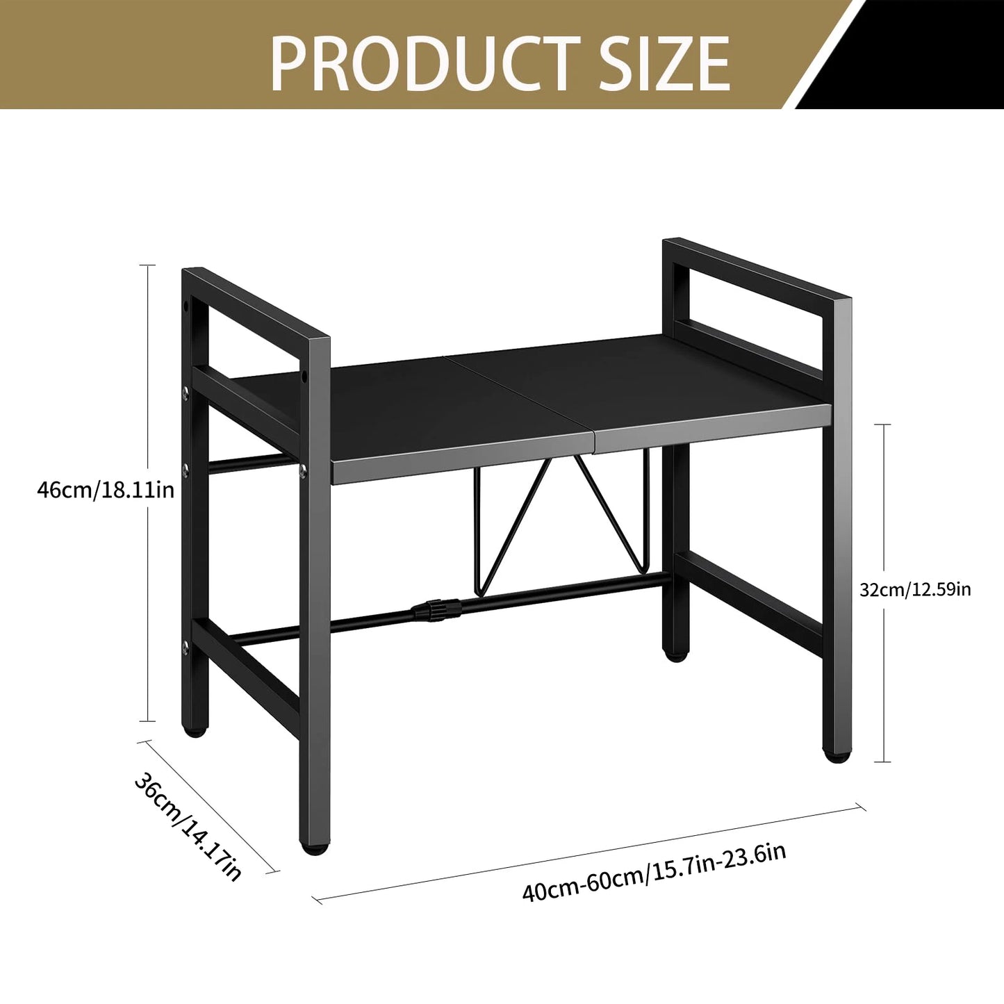Microwave Shelf Organizer - Expandable 42-64cm Moisture  Rust Proof - ZOOMNSTORE