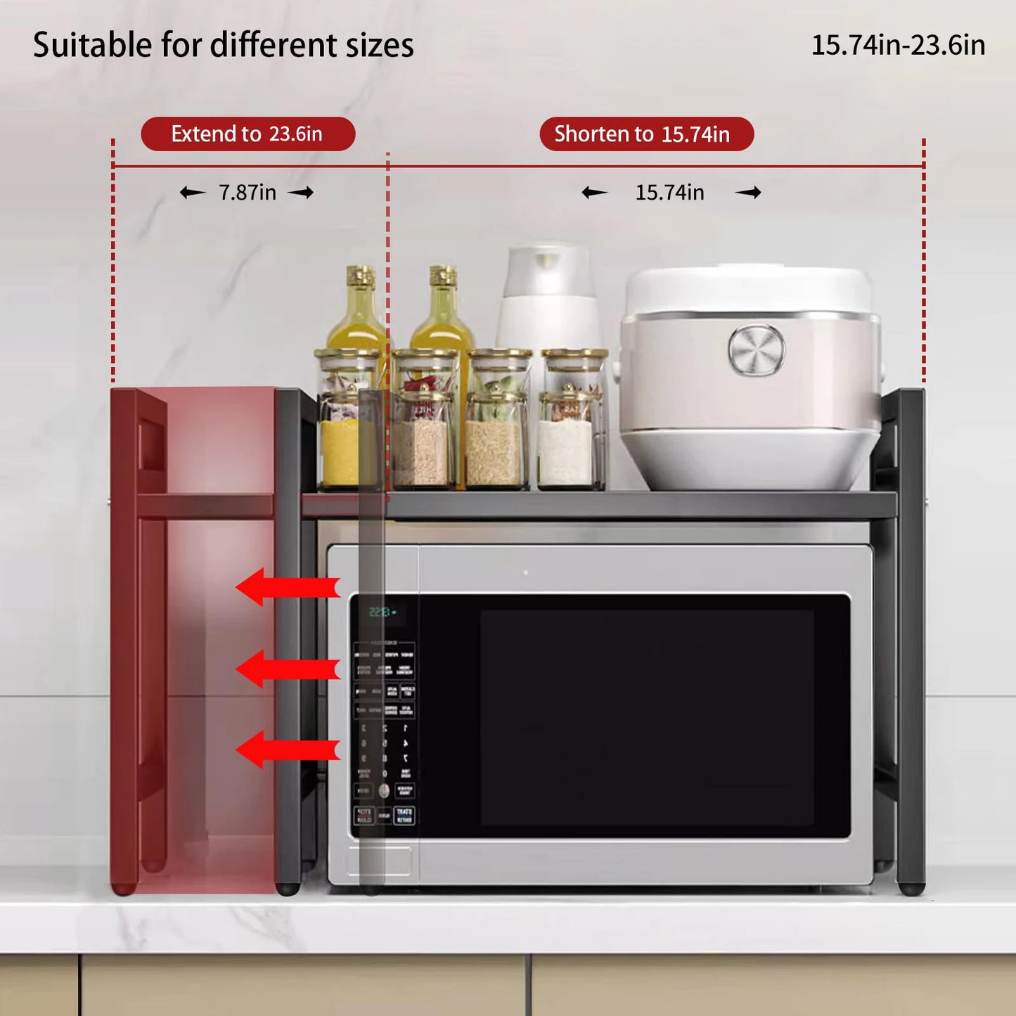 Microwave Shelf Organizer - Expandable 42-64cm Moisture  Rust Proof - ZOOMNSTORE