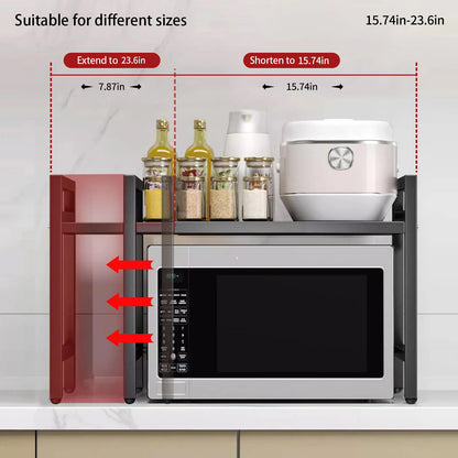 Microwave Shelf Organizer - Expandable 42-64cm Moisture  Rust Proof - ZOOMNSTORE