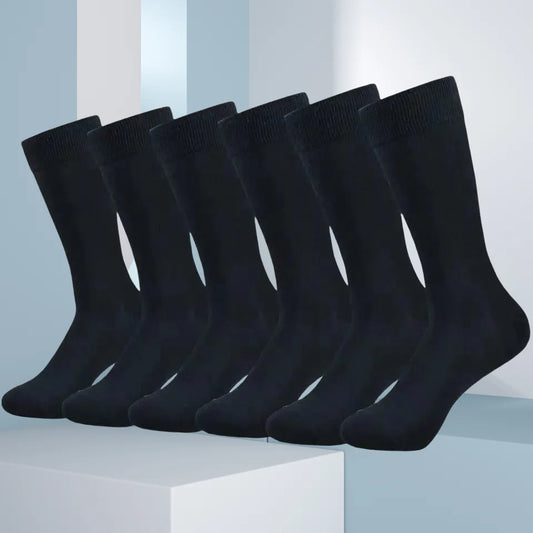 Mens Middle Tube Socks - 6 Pairs Solid Colour Black  White Casual Streetwear - ZOOMNSTORE