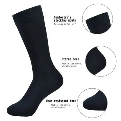 Mens Middle Tube Socks - 6 Pairs Solid Colour Black  White Casual Streetwear - ZOOMNSTORE
