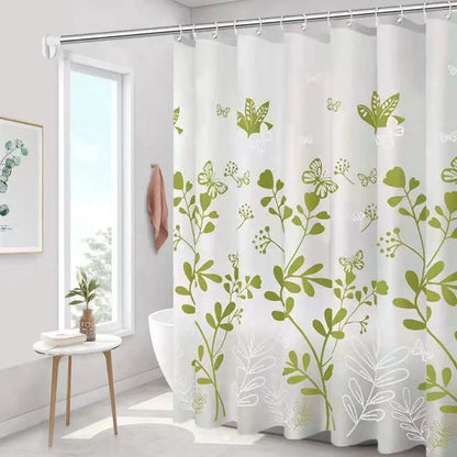 Mildew-Proof PEVA Shower Curtain - Thickened Printed Bathroom Curtain with 12 Hooks 180x150cm - ZOOMNSTORE