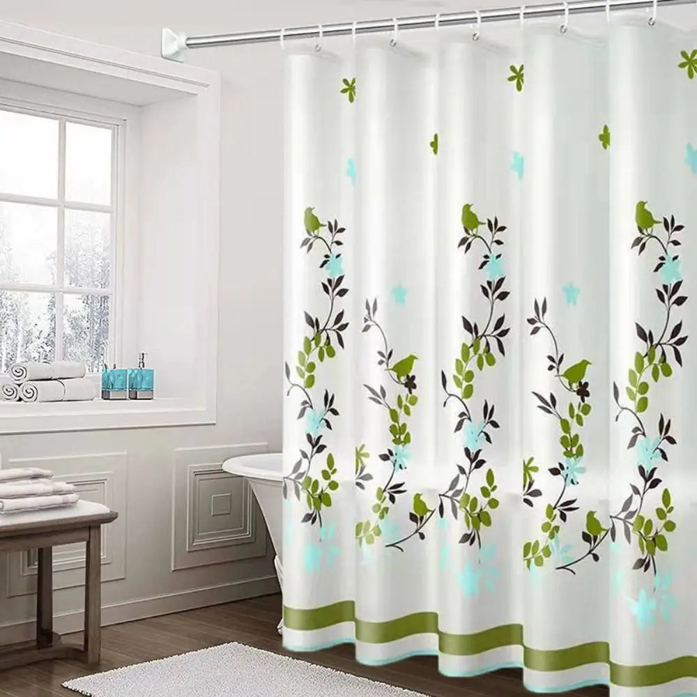 Mildew-Proof PEVA Shower Curtain - Thickened Printed Bathroom Curtain with 12 Hooks 180x150cm - ZOOMNSTORE