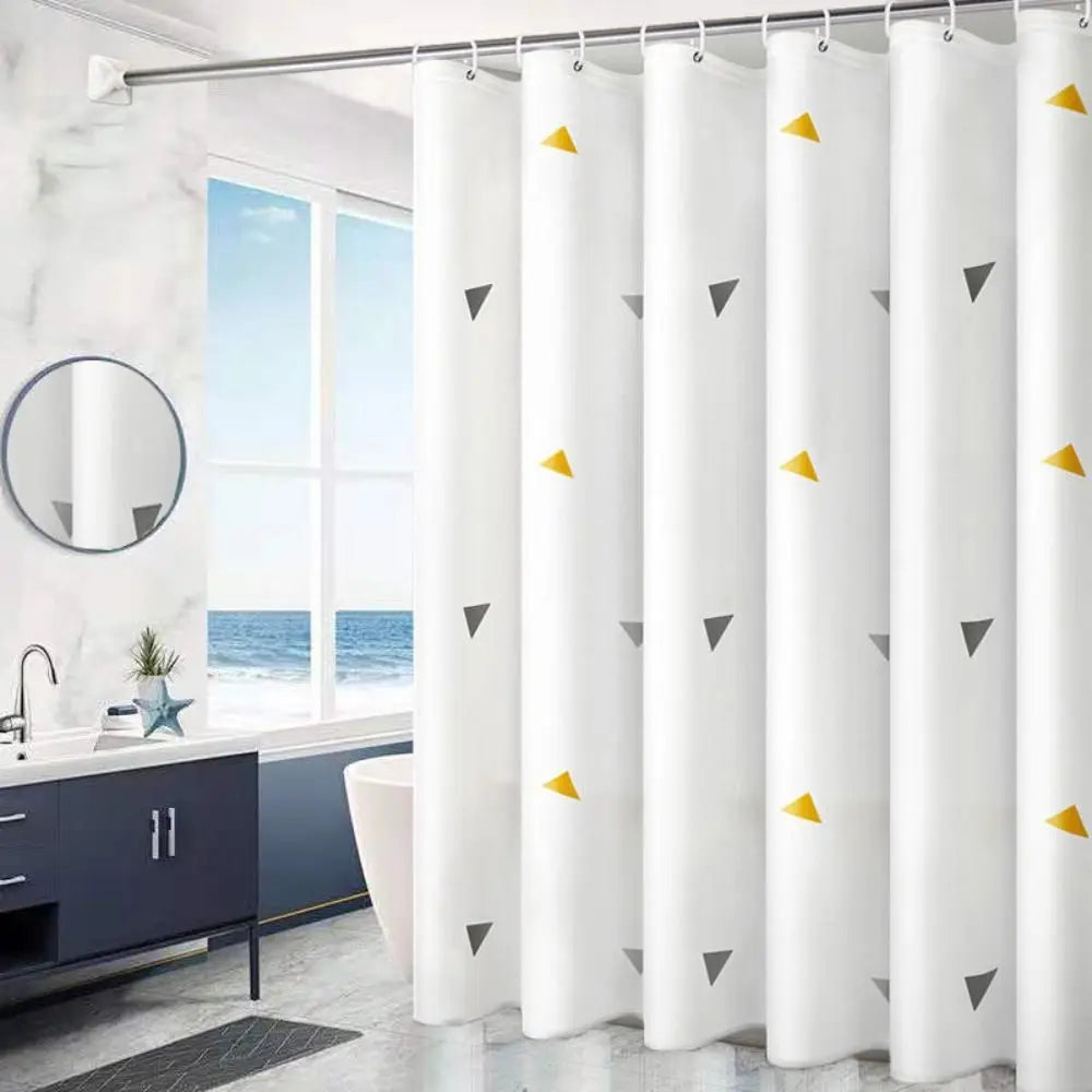 Mildew-Proof PEVA Shower Curtain - Thickened Printed Bathroom Curtain with 12 Hooks 180x150cm - ZOOMNSTORE