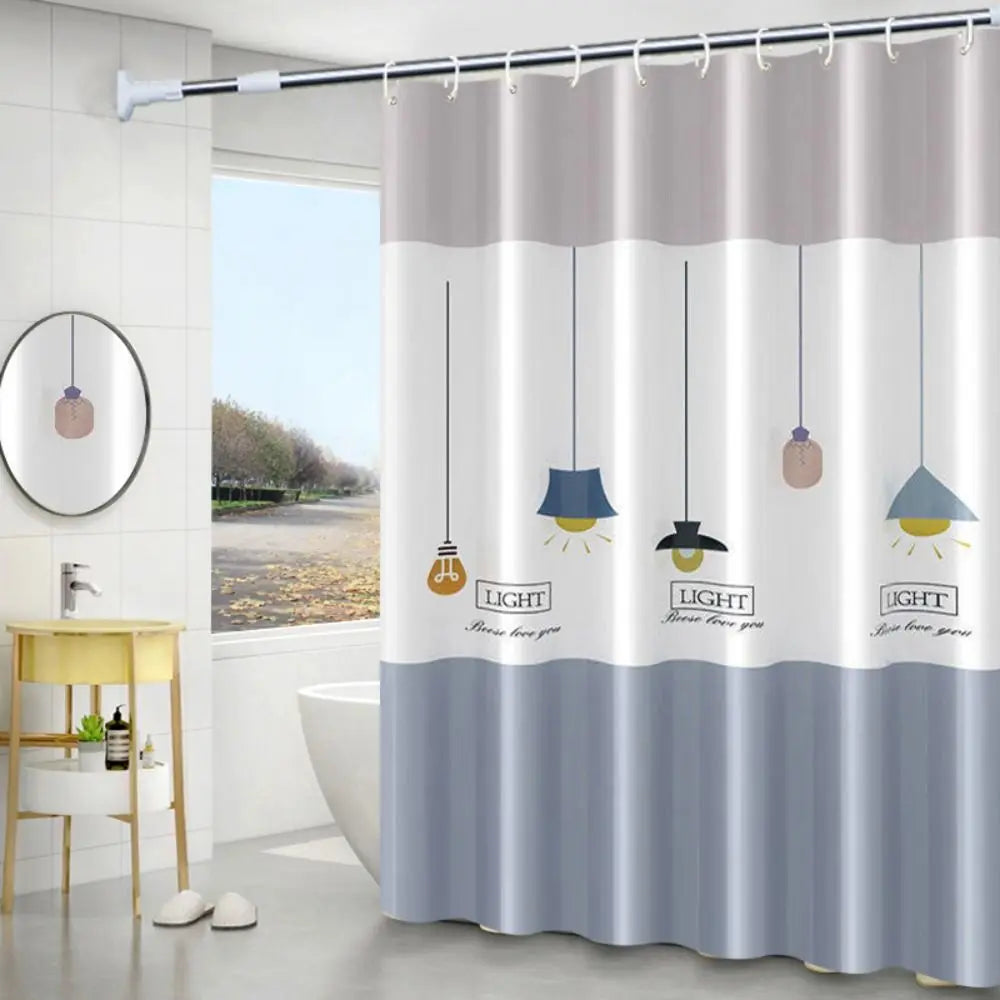 Mildew-Proof PEVA Shower Curtain - Thickened Printed Bathroom Curtain with 12 Hooks 180x150cm - ZOOMNSTORE