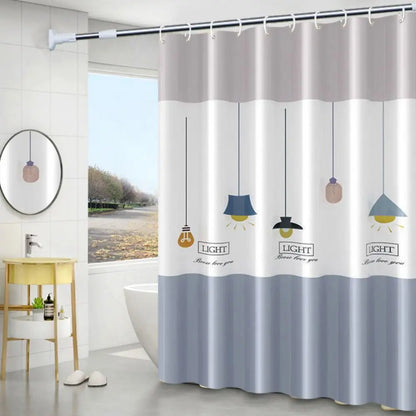 Mildew-Proof PEVA Shower Curtain - Thickened Printed Bathroom Curtain with 12 Hooks 180x150cm - ZOOMNSTORE