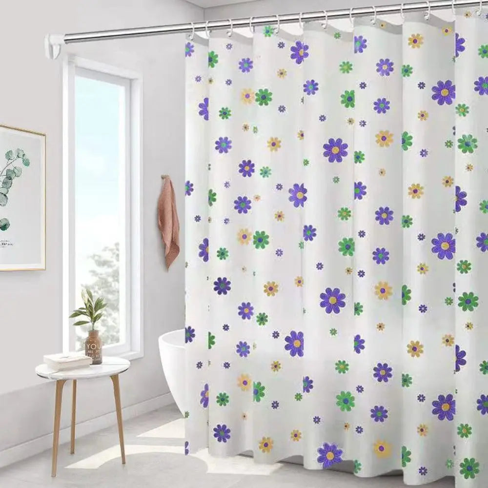 Mildew-Proof PEVA Shower Curtain - Thickened Printed Bathroom Curtain with 12 Hooks 180x150cm - ZOOMNSTORE