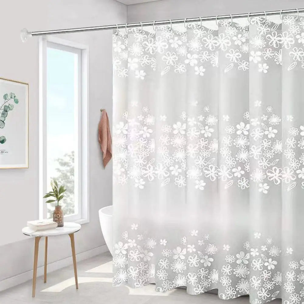 Mildew-Proof PEVA Shower Curtain - Thickened Printed Bathroom Curtain with 12 Hooks 180x150cm - ZOOMNSTORE