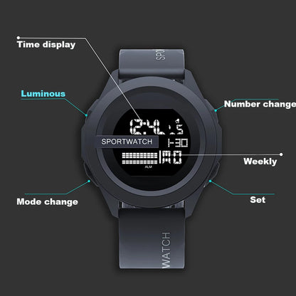 Military Digital Watch - Men's Sport Watch Waterproof LED Luminous Stopwatch - ZOOMNSTORE