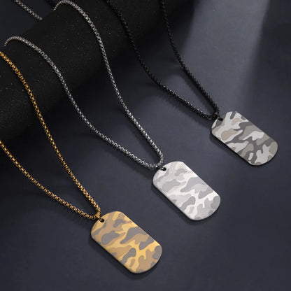 Camouflage Military Dog Tag Necklace - Stainless Steel Hip Hop Jewelry for Men - ZOOMNSTORE