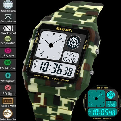 Military Sports Watch - Analog Digital Display Men’s Waterproof Swimming Wristwatch - ZOOMNSTORE