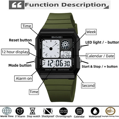 Military Sports Watch - Analog Digital Display Men’s Waterproof Swimming Wristwatch - ZOOMNSTORE