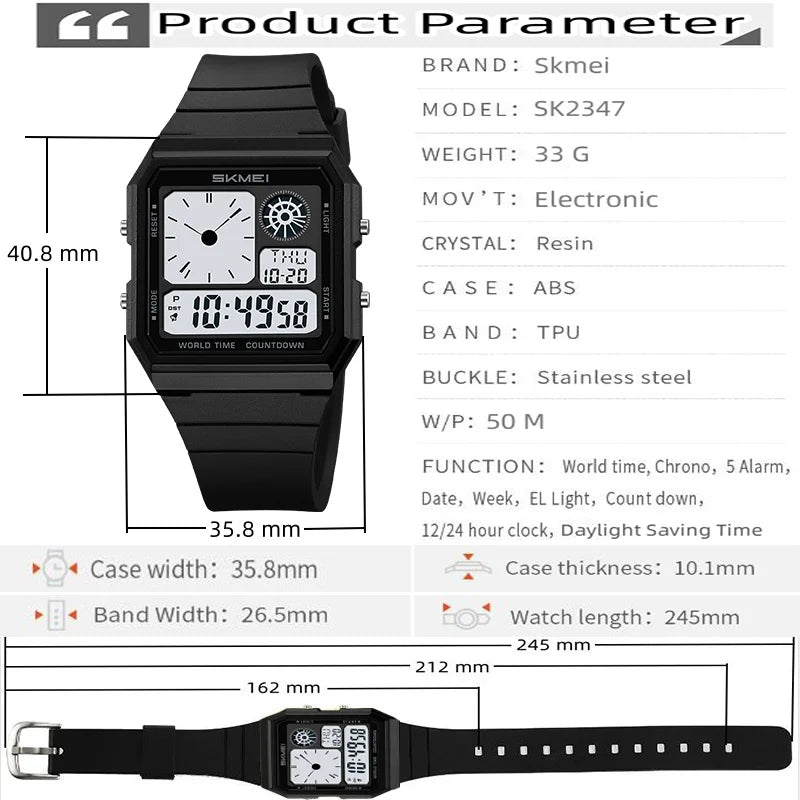 Military Sports Watch - Analog Digital Display Men’s Waterproof Swimming Wristwatch - ZOOMNSTORE
