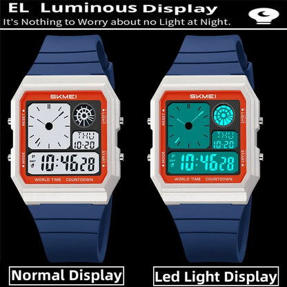 Military Sports Watch - Analog Digital Display Men’s Waterproof Swimming Wristwatch - ZOOMNSTORE