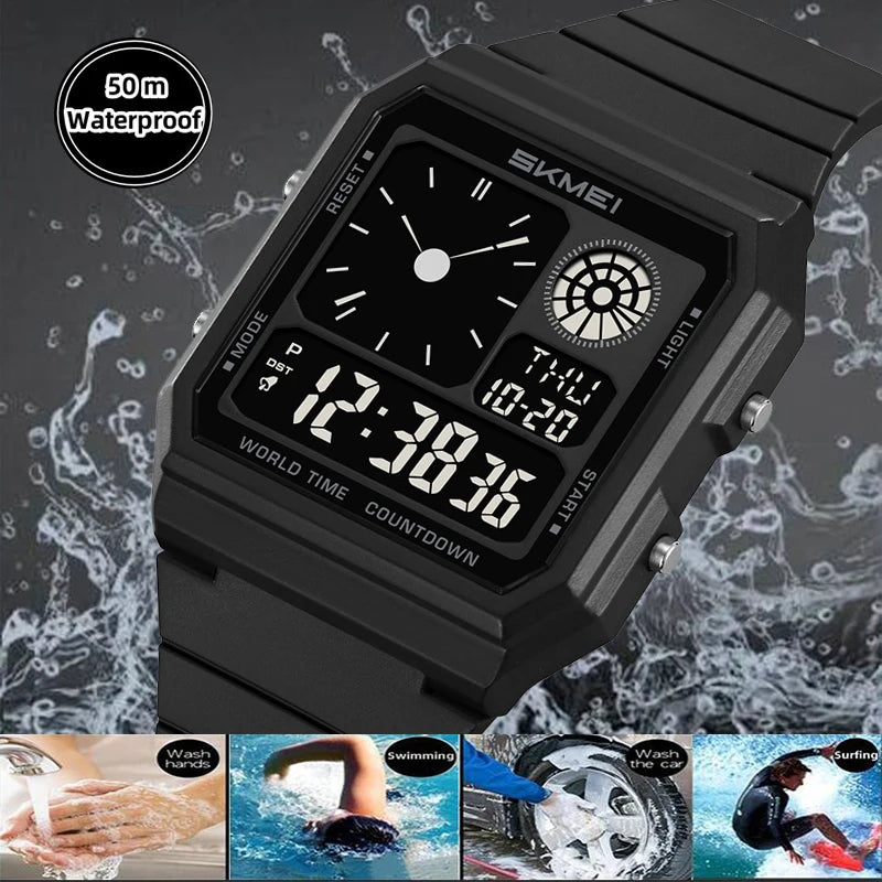 Military Sports Watch - Analog Digital Display Men’s Waterproof Swimming Wristwatch - ZOOMNSTORE