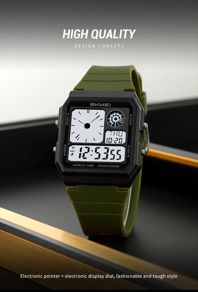 Military Sports Watch - Analog Digital Display Men’s Waterproof Swimming Wristwatch - ZOOMNSTORE