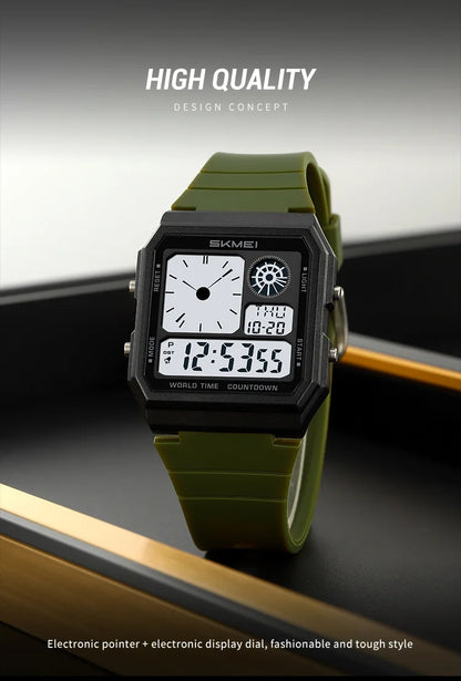 Military Sports Watch - Analog Digital Display Men’s Waterproof Swimming Wristwatch - ZOOMNSTORE