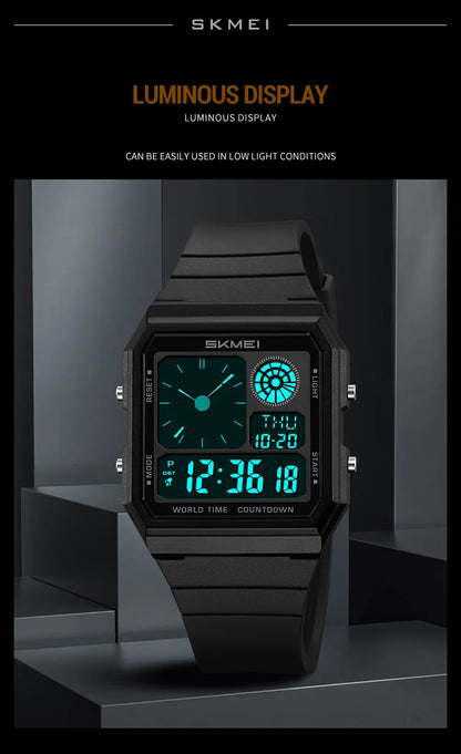 Military Sports Watch - Analog Digital Display Men’s Waterproof Swimming Wristwatch - ZOOMNSTORE