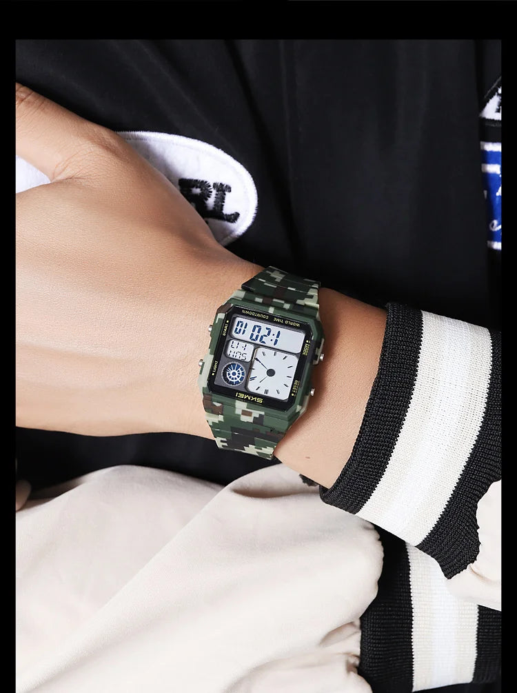 Military Sports Watch - Analog Digital Display Men’s Waterproof Swimming Wristwatch - ZOOMNSTORE
