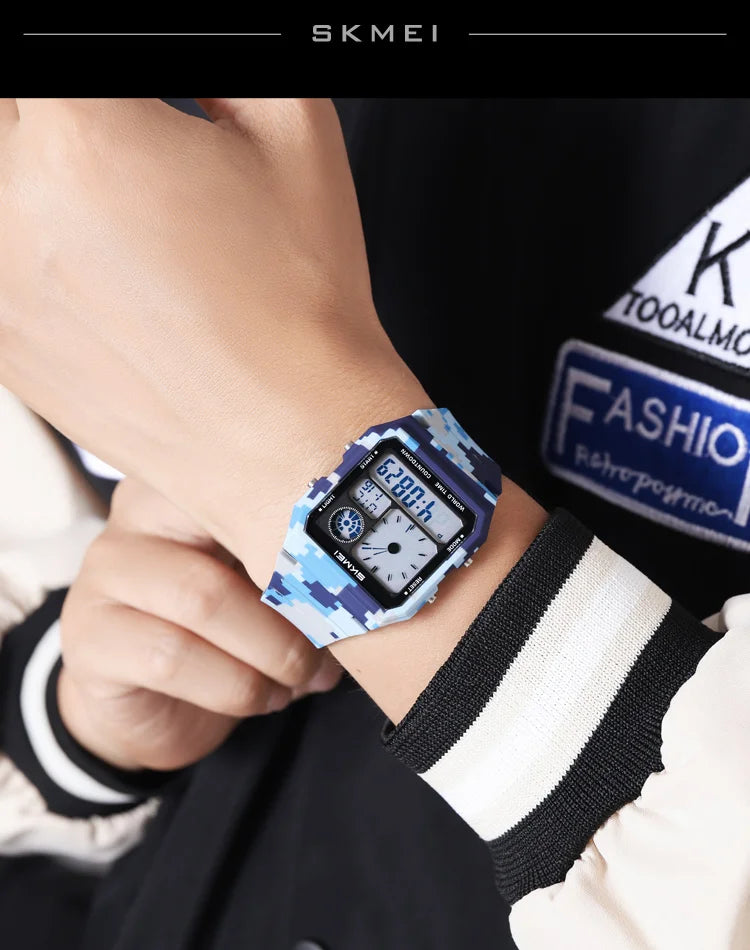 Military Sports Watch - Analog Digital Display Men’s Waterproof Swimming Wristwatch - ZOOMNSTORE