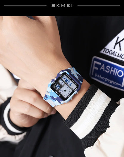 Military Sports Watch - Analog Digital Display Men’s Waterproof Swimming Wristwatch - ZOOMNSTORE