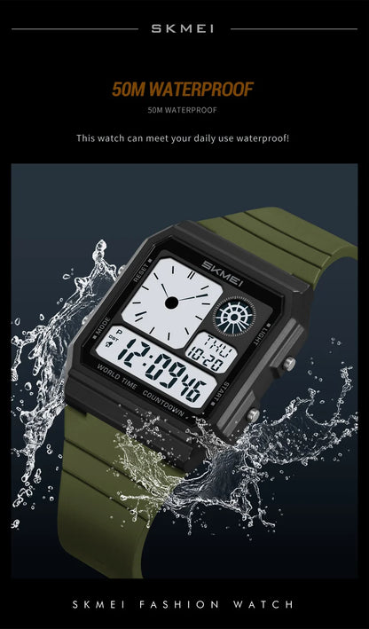 Military Sports Watch - Analog Digital Display Men’s Waterproof Swimming Wristwatch - ZOOMNSTORE