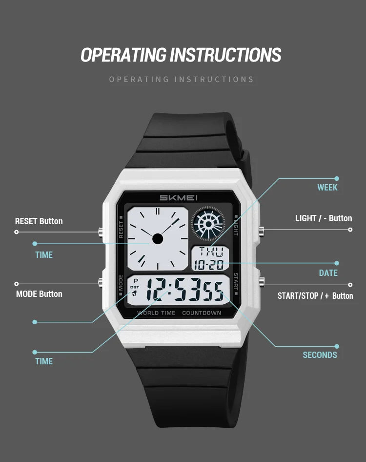 Military Sports Watch - Analog Digital Display Men’s Waterproof Swimming Wristwatch - ZOOMNSTORE