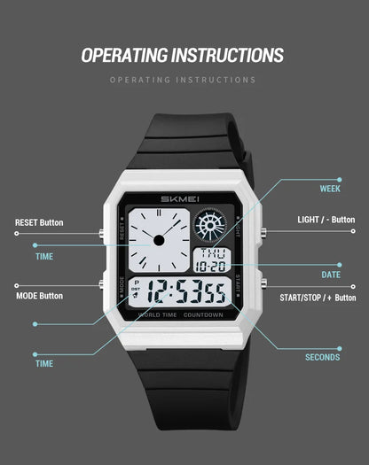 Military Sports Watch - Analog Digital Display Men’s Waterproof Swimming Wristwatch - ZOOMNSTORE