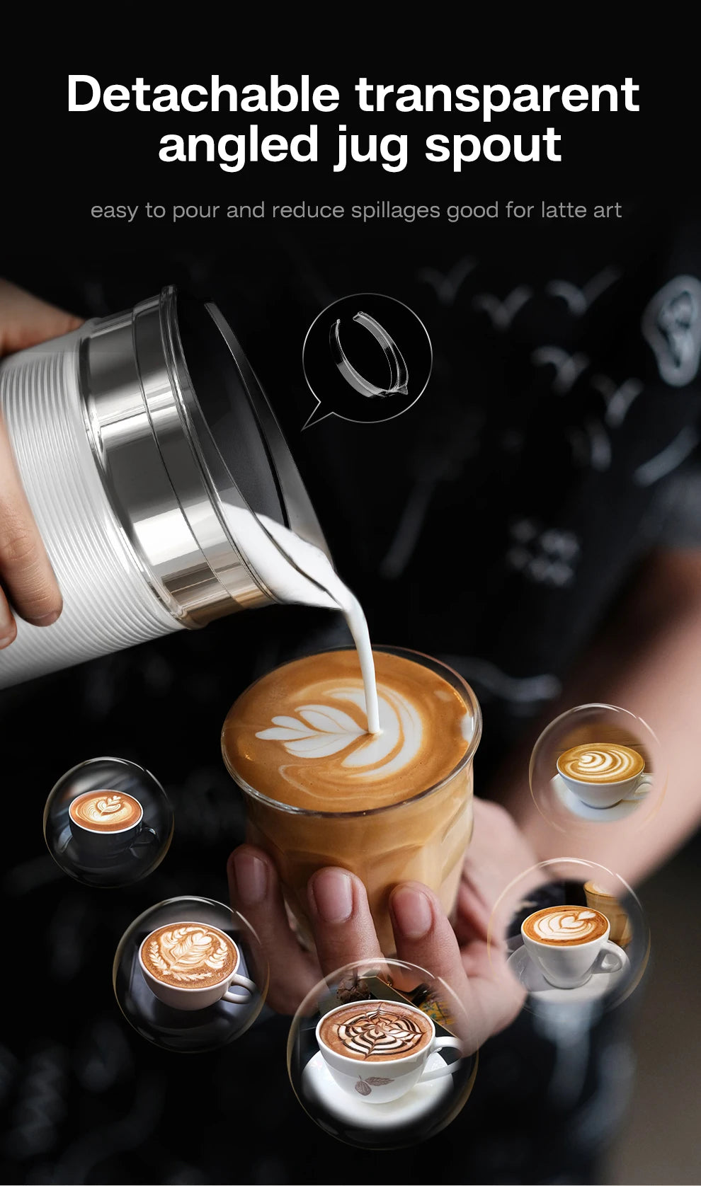 HiBREW Automatic Milk Frother  Warmer - ColdHot Latte  Cappuccino Mixer - ZOOMNSTORE