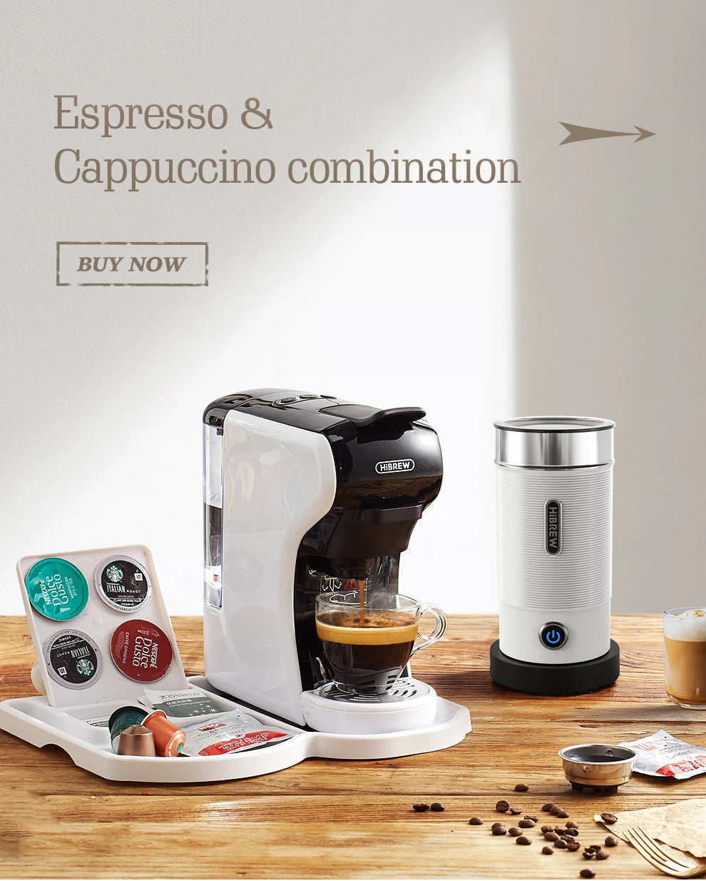 HiBREW Automatic Milk Frother  Warmer - ColdHot Latte  Cappuccino Mixer - ZOOMNSTORE