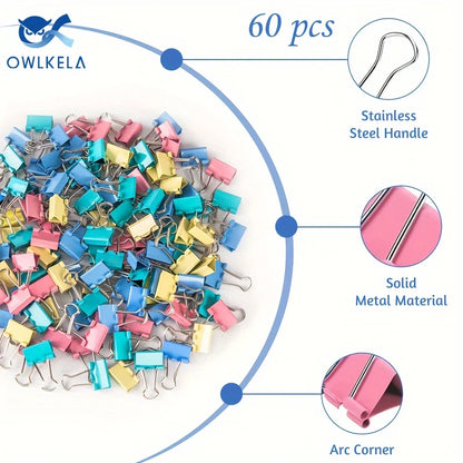 60pcs Mini Binder Clips Color Binder Clip Small Paper Clip 15mm 5/8 Inch Micro Size Office Clips for Home School Office Business - ZOOMNSTORE