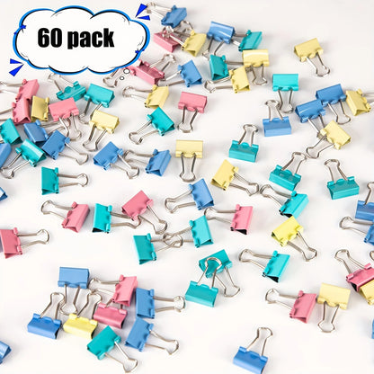 60pcs Mini Binder Clips Color Binder Clip Small Paper Clip 15mm 5/8 Inch Micro Size Office Clips for Home School Office Business - ZOOMNSTORE