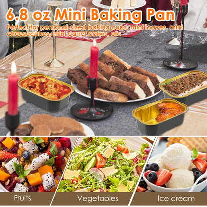 Mini Cake Pans - 50 Pcs Aluminum Baking Pans with Lids & Spoons | Eco Friendly Bakeware - ZOOMNSTORE
