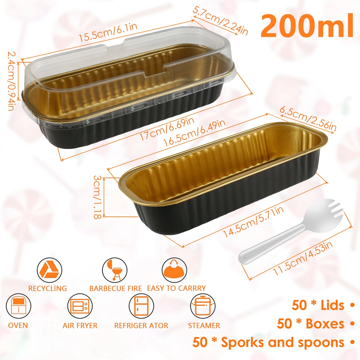 Mini Cake Pans - 50 Pcs Aluminum Baking Pans with Lids & Spoons | Eco Friendly Bakeware - ZOOMNSTORE