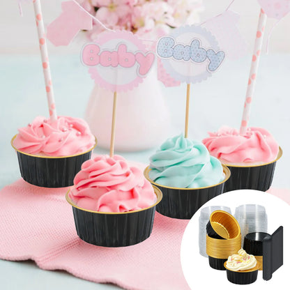 Mini Cake Pans - 50 Pcs Aluminum Baking Pans with Lids & Spoons | Eco Friendly Bakeware - ZOOMNSTORE