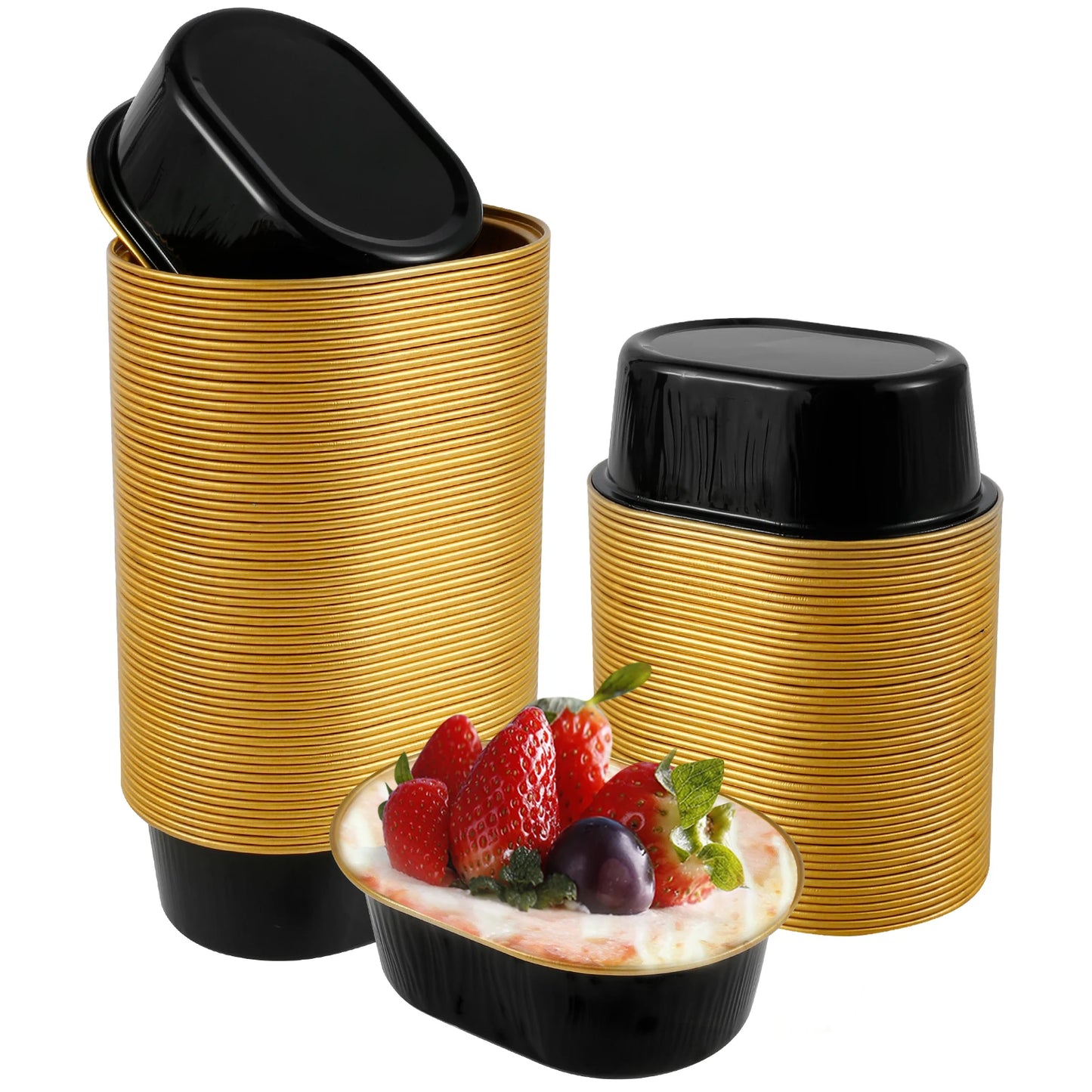 Mini Cake Pans - 50 Pcs Aluminum Baking Pans with Lids & Spoons | Eco Friendly Bakeware - ZOOMNSTORE