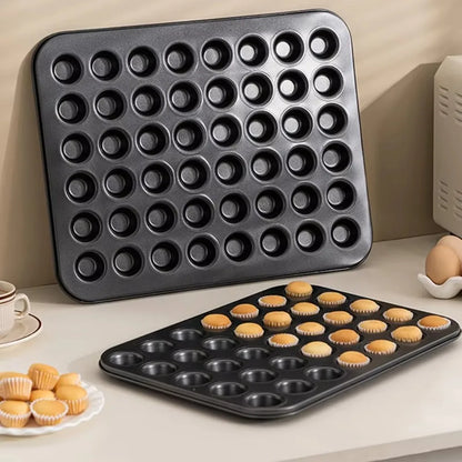 Mini Cake Pans | Carbon Steel 48 Hole Muffin Tray - Non Stick Bakeware - ZOOMNSTORE