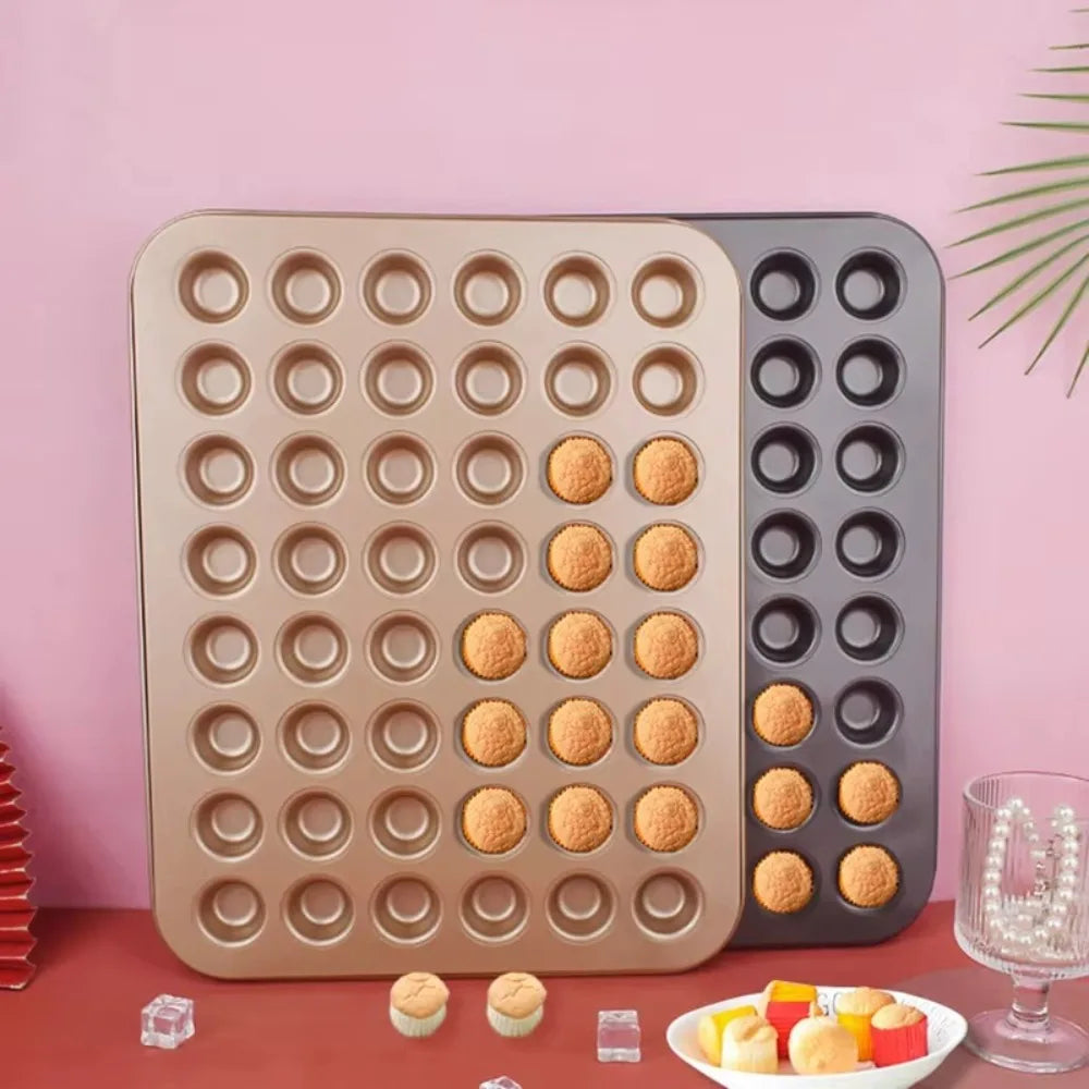 Mini Cake Pans | Carbon Steel 48 Hole Muffin Tray - Non Stick Bakeware - ZOOMNSTORE
