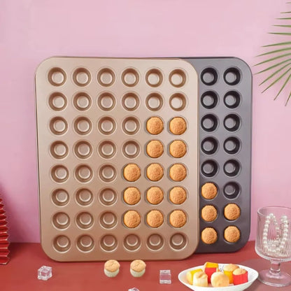 Mini Cake Pans | Carbon Steel 48 Hole Muffin Tray - Non Stick Bakeware - ZOOMNSTORE