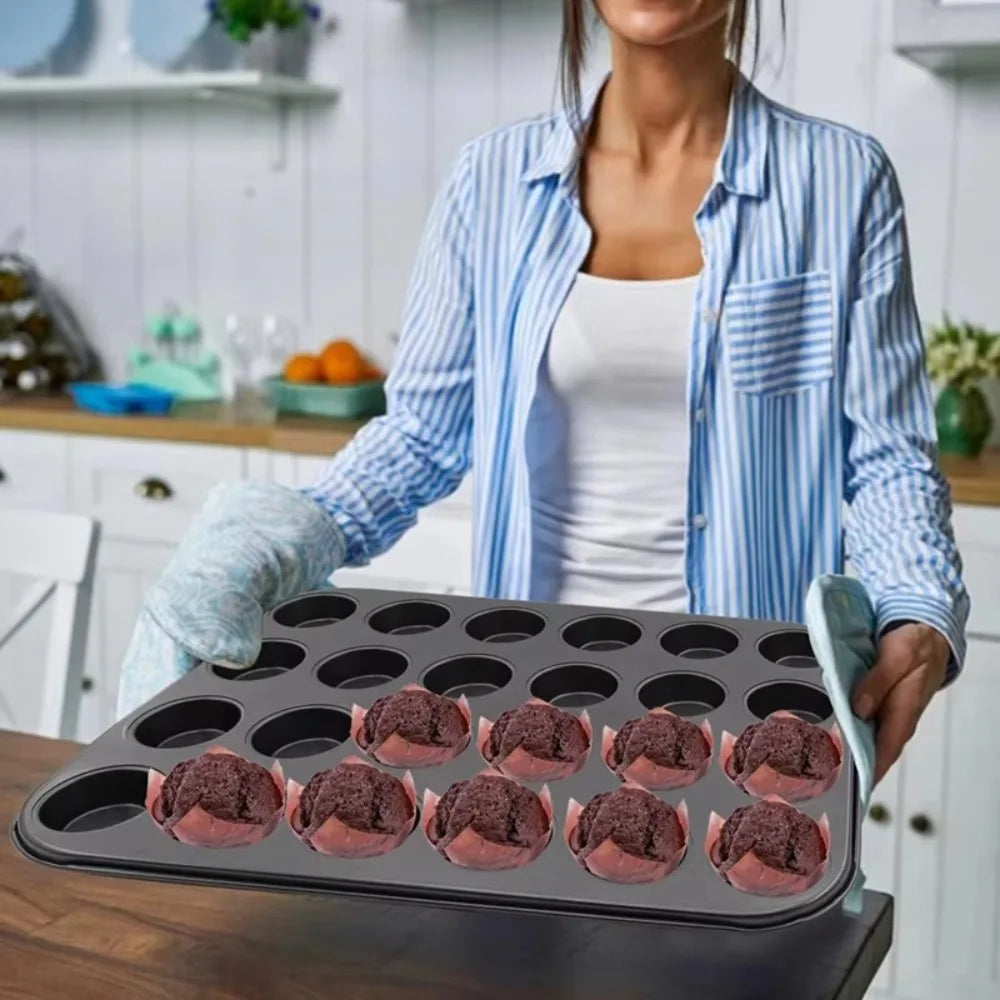 Mini Cake Pans | Carbon Steel 48 Hole Muffin Tray - Non Stick Bakeware - ZOOMNSTORE