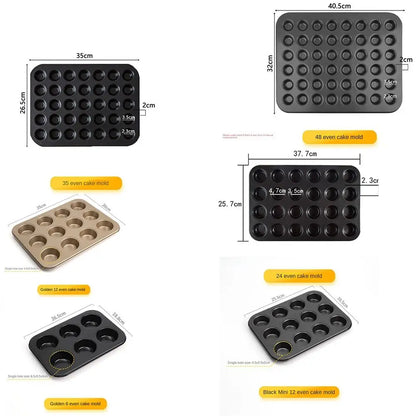 Mini Cake Pans | Carbon Steel 48 Hole Muffin Tray - Non Stick Bakeware - ZOOMNSTORE