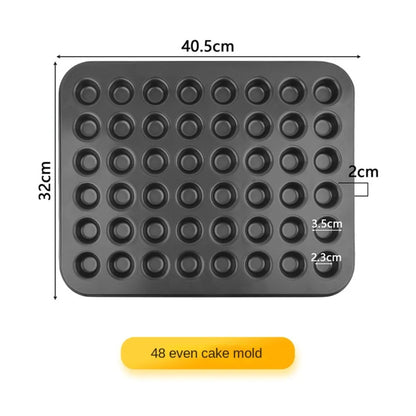 Mini Cake Pans | Carbon Steel 48 Hole Muffin Tray - Non Stick Bakeware - ZOOMNSTORE