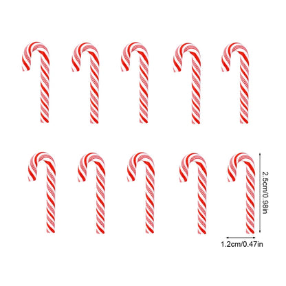 Mini Candy Cane Decorations - 50Pcs Resin Red White Christmas DIY Crafts Set - ZOOMNSTORE