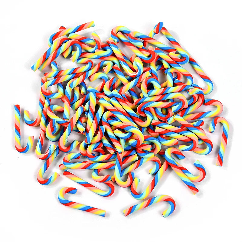 Mini Candy Cane Decorations - 50Pcs Resin Red White Christmas DIY Crafts Set - ZOOMNSTORE