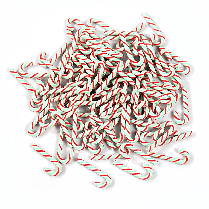 Mini Candy Cane Decorations - 50Pcs Resin Red White Christmas DIY Crafts Set - ZOOMNSTORE