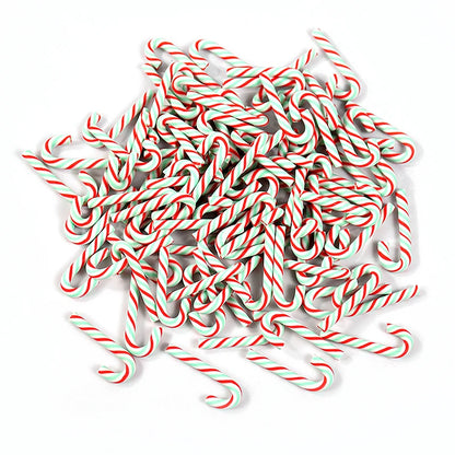 Mini Candy Cane Decorations - 50Pcs Resin Red White Christmas DIY Crafts Set - ZOOMNSTORE